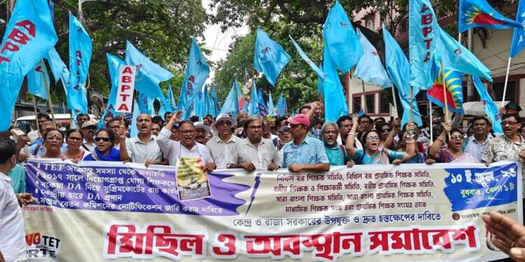 टेट अनिवार्यता के खिलाफ शिक्षकों का प्रदर्शन, केंद्र से अध्यादेश लाने की मांग