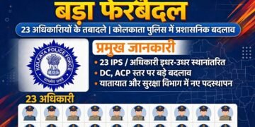 गृह विभाग ने जारी की तबादले की अधिसूचना, कोलकाता पुलिस के कई वरिष्ठ अधिकारियों की जिम्मेदारियां बदलीं; आईजी, डीआईजी और डीसी स्तर पर भी फेरबदल।